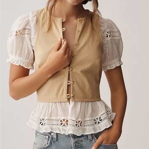 🤍NWT Anthropologie Puff Sleeve Twofer Top🤍